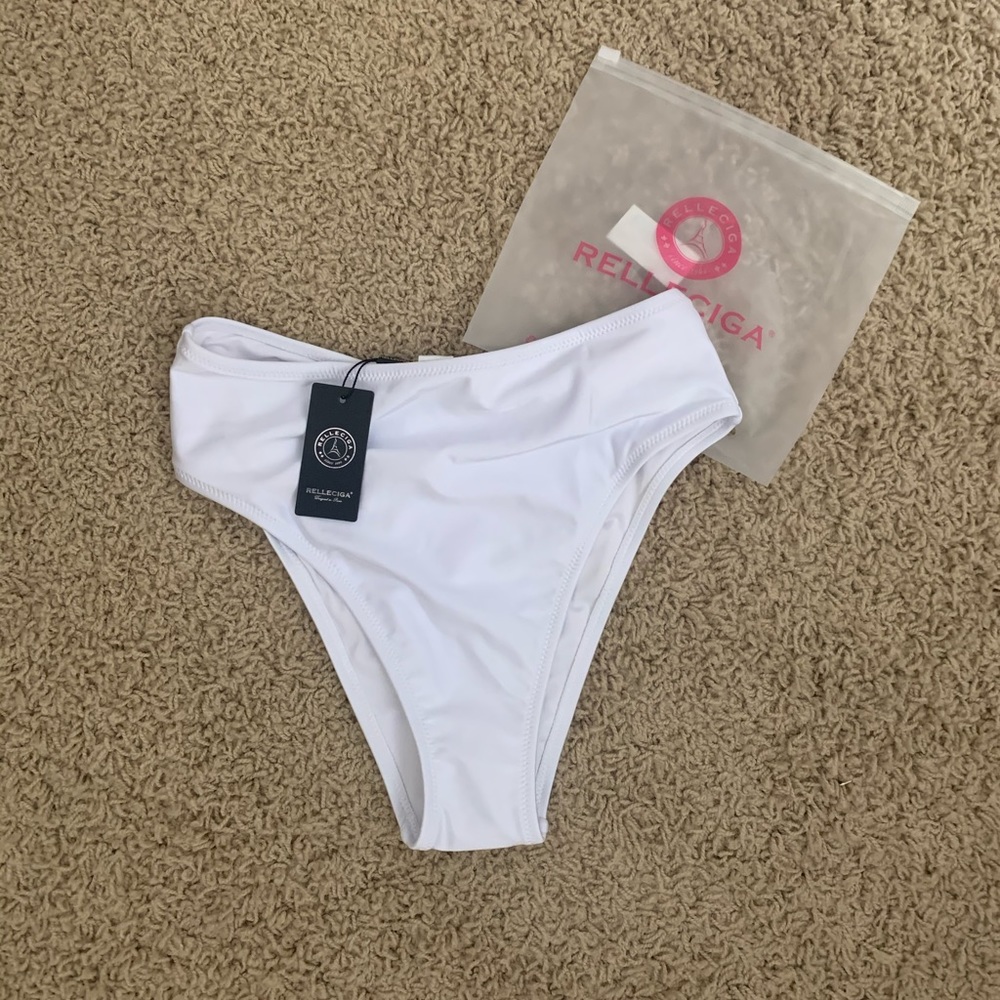 WHITE HIGH WAISTED SWIMSUIT BOTTOMS